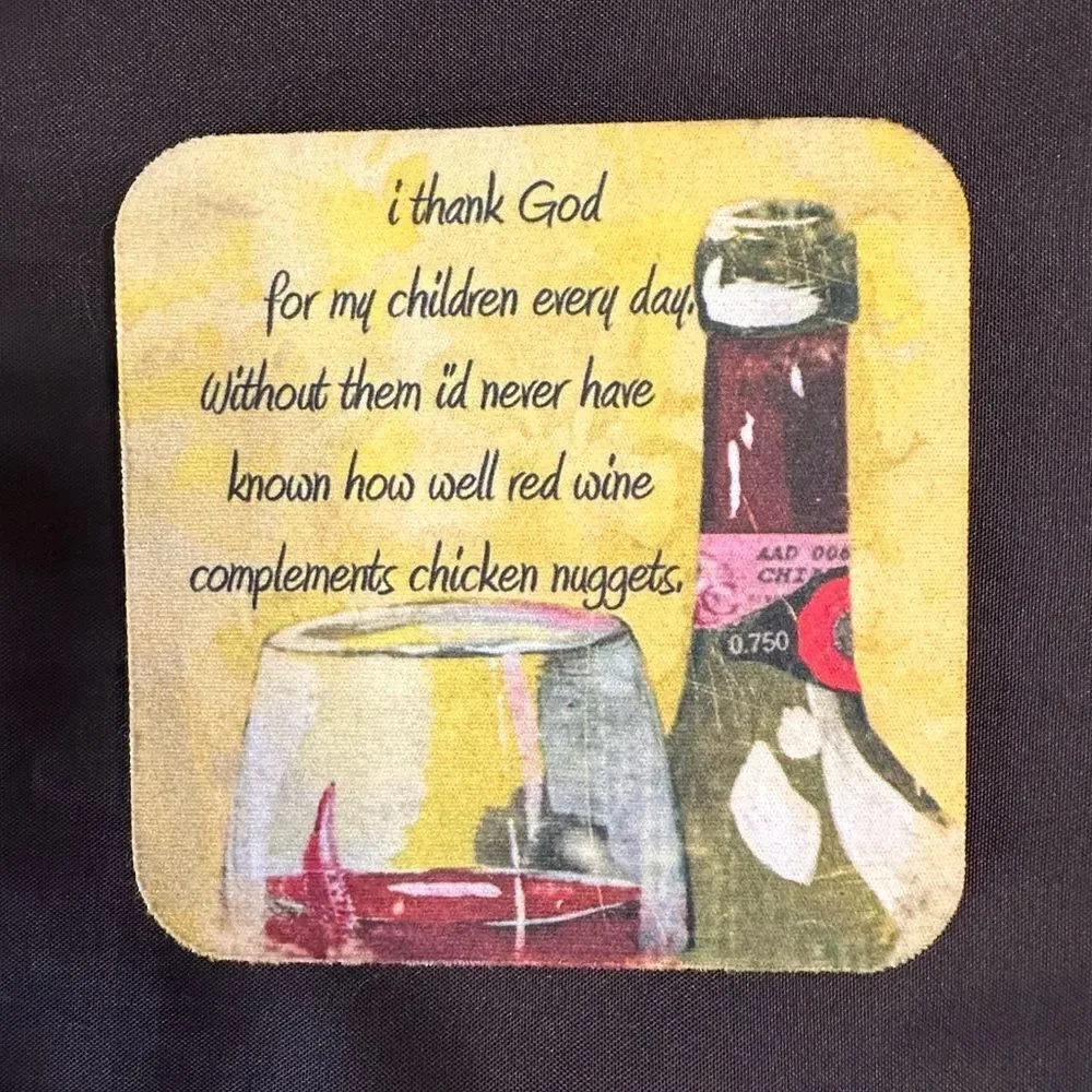 Vintage Style Funny Wine Coasters set of two